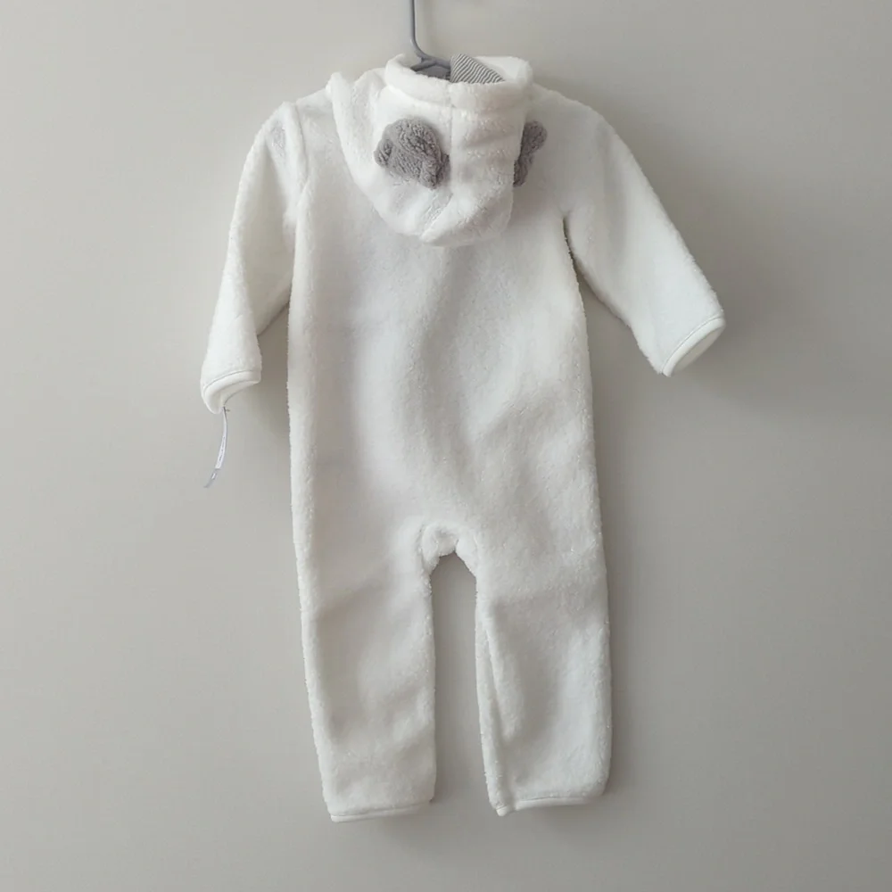 NWT Carter's  Dog‎ Zip-up Hooded Sherpa Jumpsuit (18 Months) White